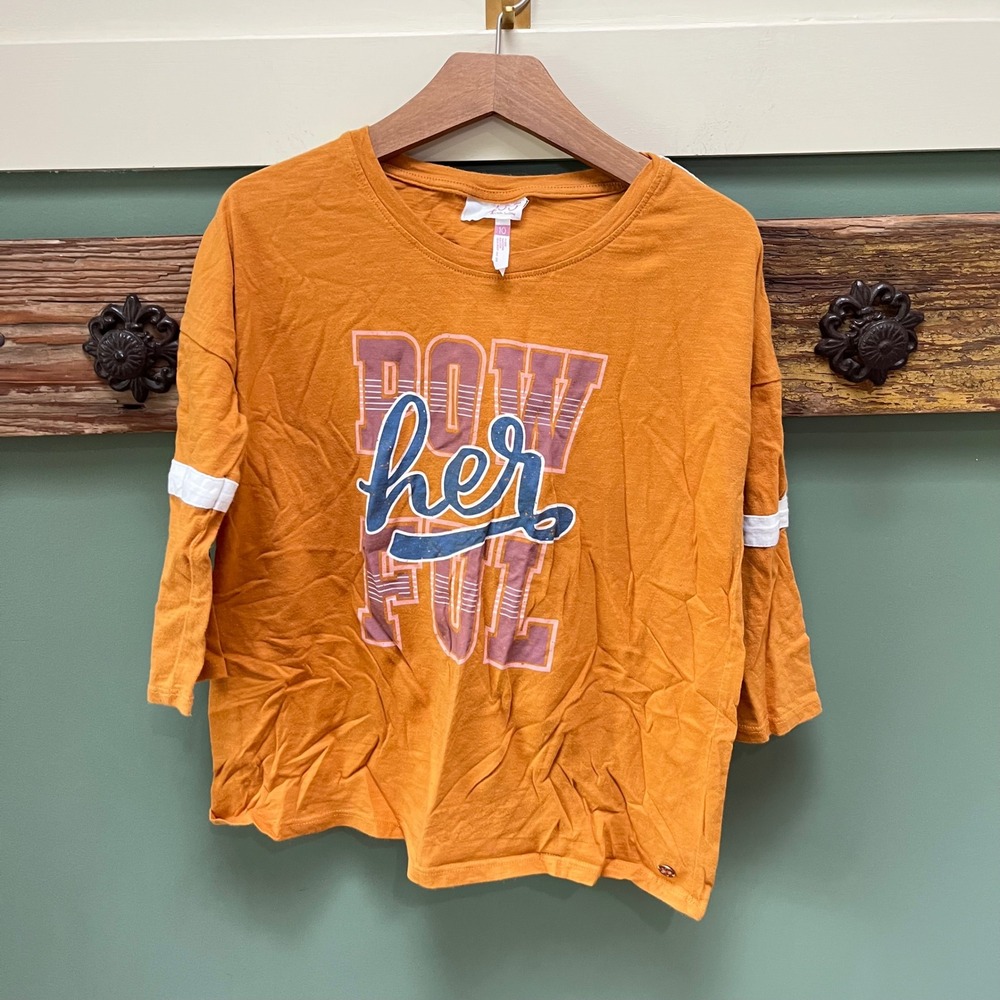 Matilda Jane 435 Girls Mustard Orange POWherFUL Graphic Long Sleeve Tee Size 10